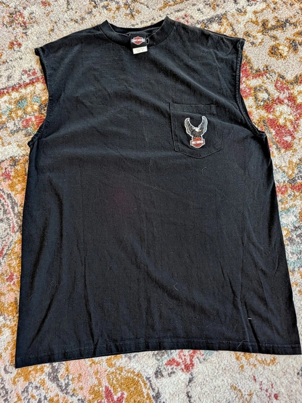 Harley-Davidson Black Sleeveless Cotton Tank Top XL Vintage Biker Moto